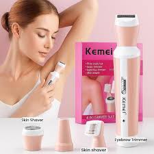 Kemei Model 3024 4-in-1 Rechargeable Women’s Body Shaver &amp; Trimmer Set HHC