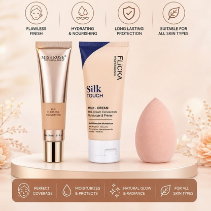 3 In 1 Makeup Trio Foundation Primer And Beauty Blender HHC