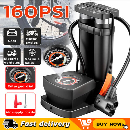 Double Cylinder Foot Pump with Pressure Gauge HHC