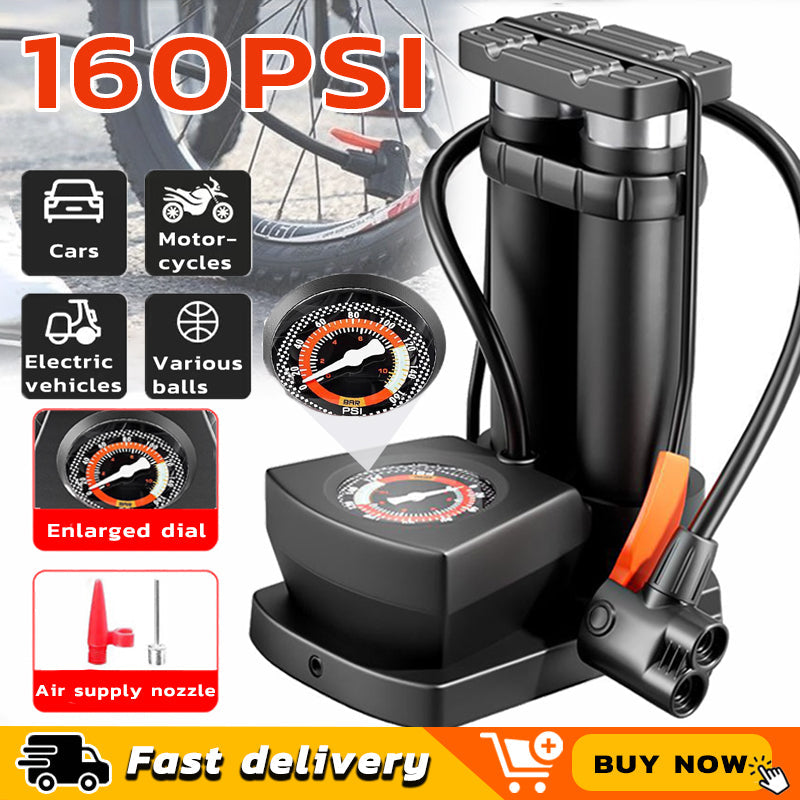 Double Cylinder Foot Pump with Pressure Gauge HHC