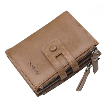 Buffalo Leather Trifold Wallet for Men – RFID Blocking Slim Card Holder with 11 Card Slots HHC