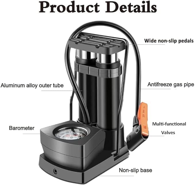 Double Cylinder Foot Pump with Pressure Gauge HHC
