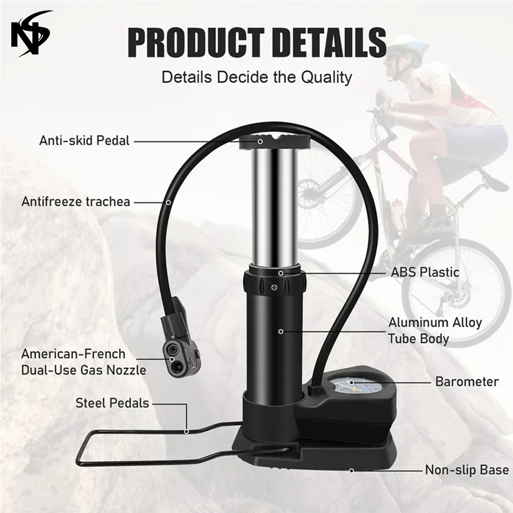 Single Cylinder Foot Air Pump with Pressure Gauge HHC