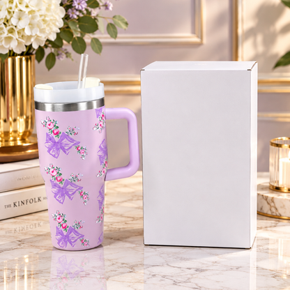 Stanley Style Lavender Floral Print Tumbler HHC