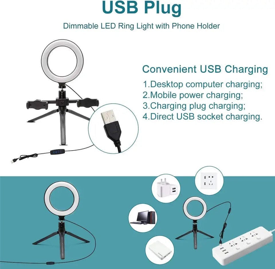 Multi Position Ring Light Dual Mobile Clip Ring Light HHC