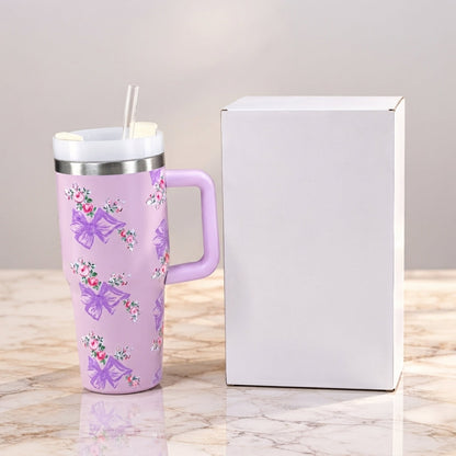 Stanley Style Lavender Floral Print Tumbler HHC