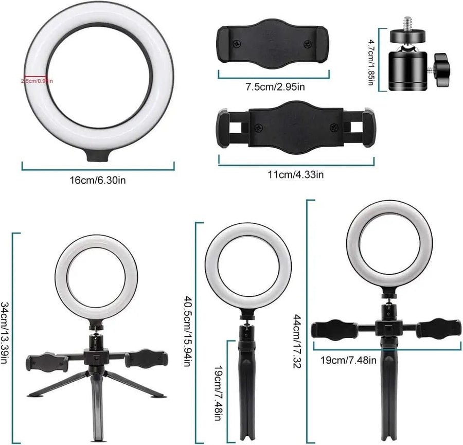 Multi Position Ring Light Dual Mobile Clip Ring Light HHC