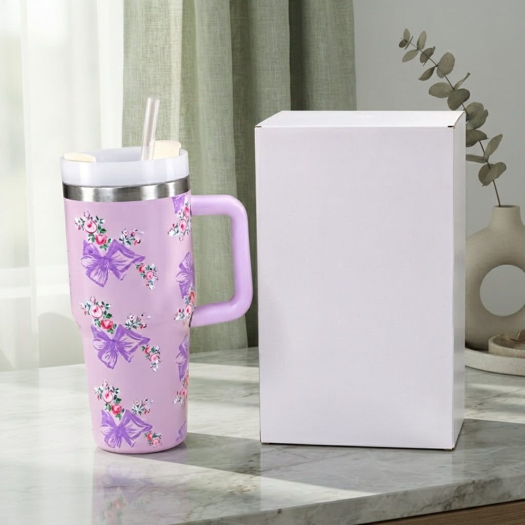 Stanley Style Lavender Floral Print Tumbler HHC