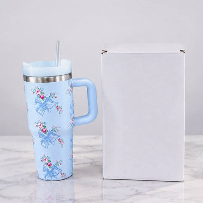 Stanley Style Blue Floral Print Tumbler HHC