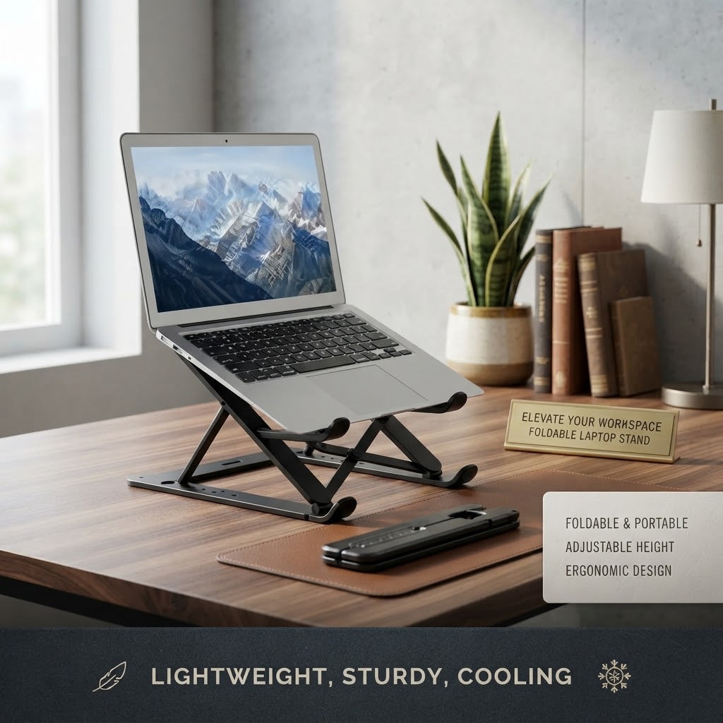 Portable &amp; Foldable Aluminum Laptop Stand - Black HHC