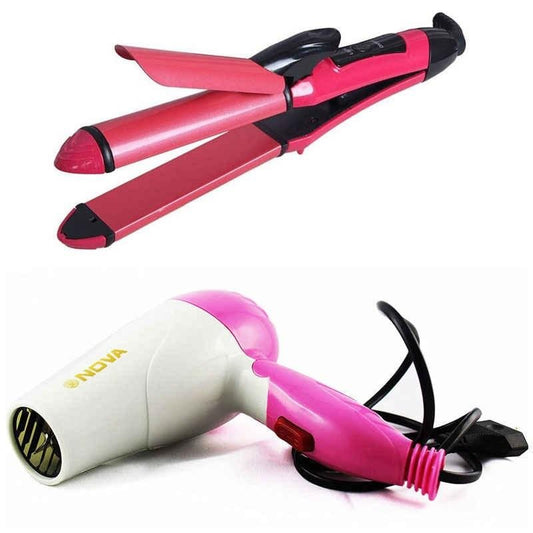 Combo Of Hair Dryer Plus 2 In 1 Hair Straightener & Curler ARDS