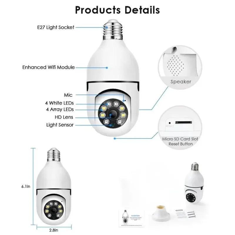 Speed-X Bulb Camera 1080P WiFi 360° Panoramic Security Camera ARDS