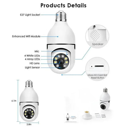 Speed-X Bulb Camera 1080P WiFi 360° Panoramic Security Camera ARDS