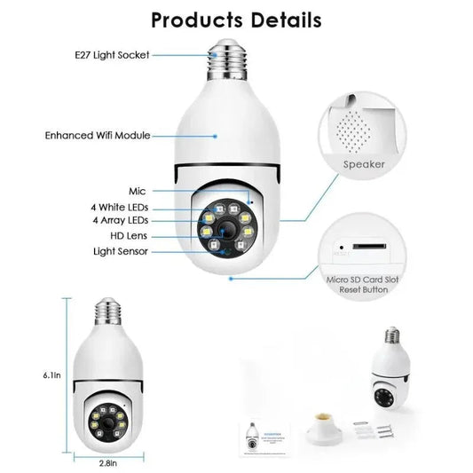 Speed-X Bulb Camera 1080P WiFi 360° Panoramic Security Camera ARDS