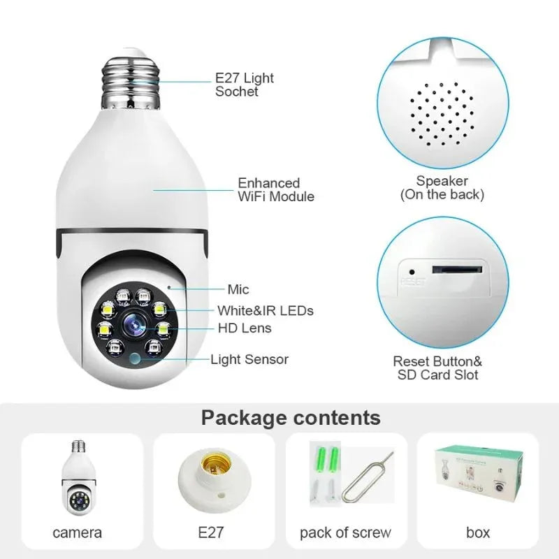 Speed-X Bulb Camera 1080P WiFi 360° Panoramic Security Camera ARDS