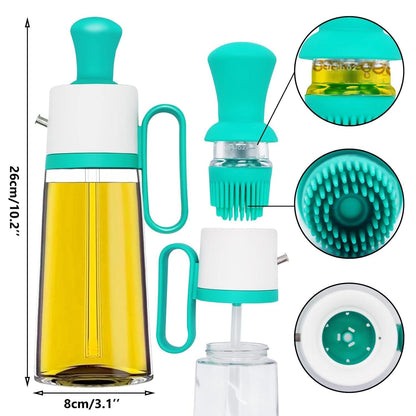 3 in 1 Oil Dispenser Bottle for Kitchen with Brush Glass Spray Bottle 550ml ARDS