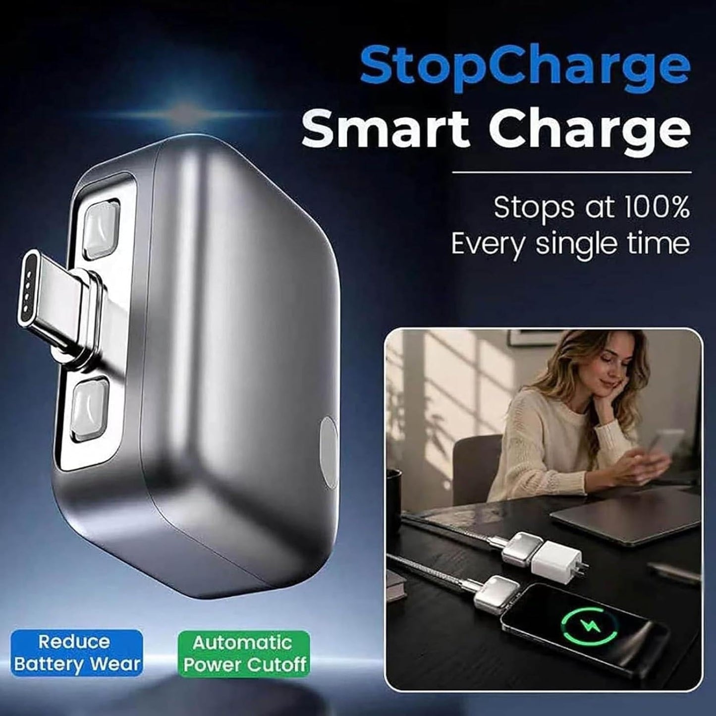 Type C Smart Auto Stop Charging Adapter, Auto Disconnect Charger ARDS