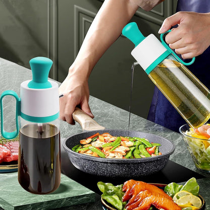 3 in 1 Oil Dispenser Bottle for Kitchen with Brush Glass Spray Bottle 550ml ARDS