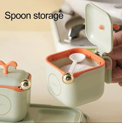 3 in 1 Nordic Spice Jar Set with Serving Tray and Spoon Spice Container with Lid ARDS