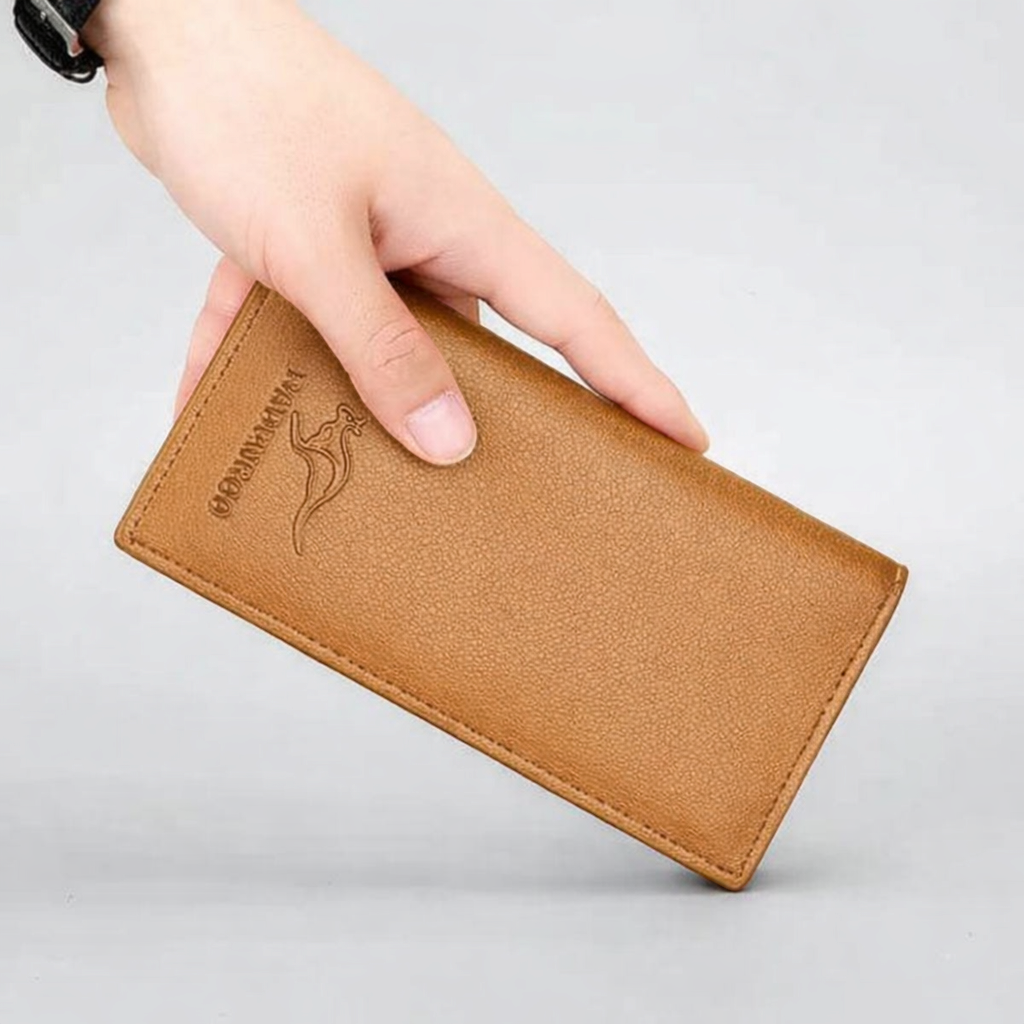Kangaroo Long Bifold Wallet with RFID Protection – Slim Stylish Wallet for Men &amp; Women HHC