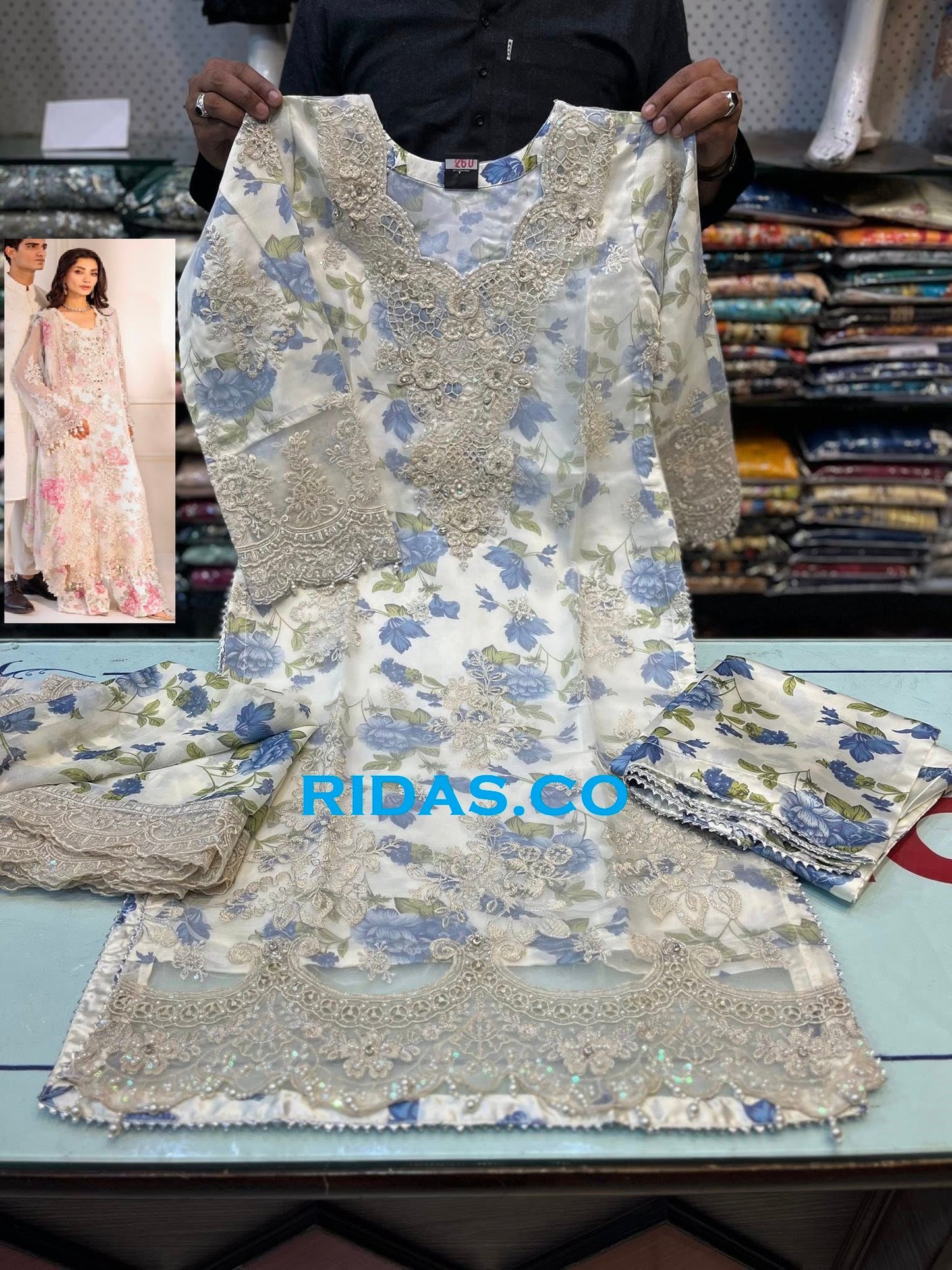 Off white color embroidered dress Mansooj