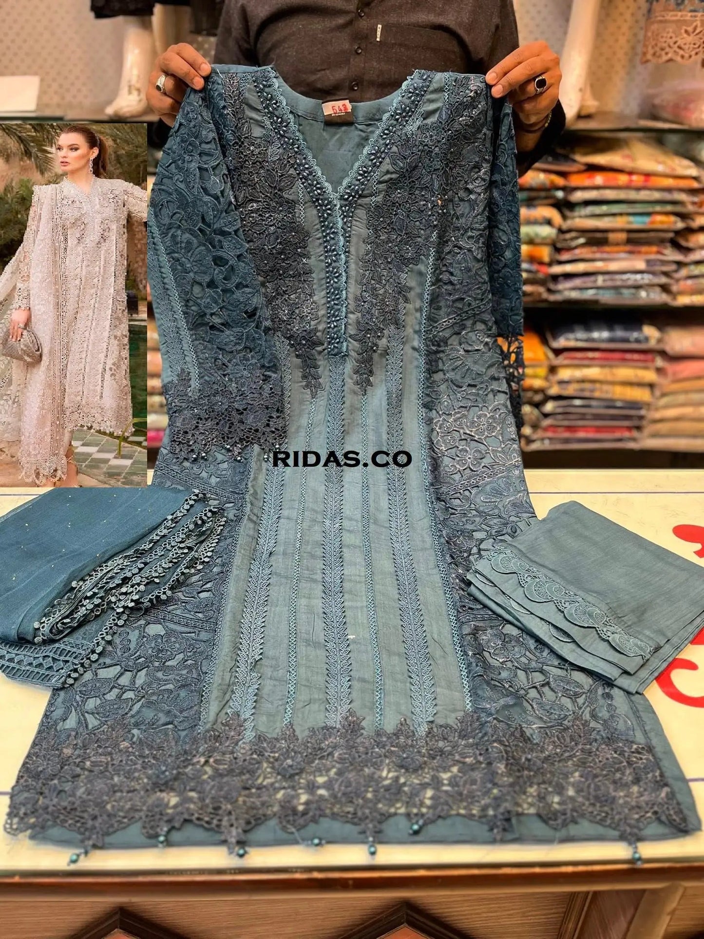 Maria b zink color embroidered dress Mansooj
