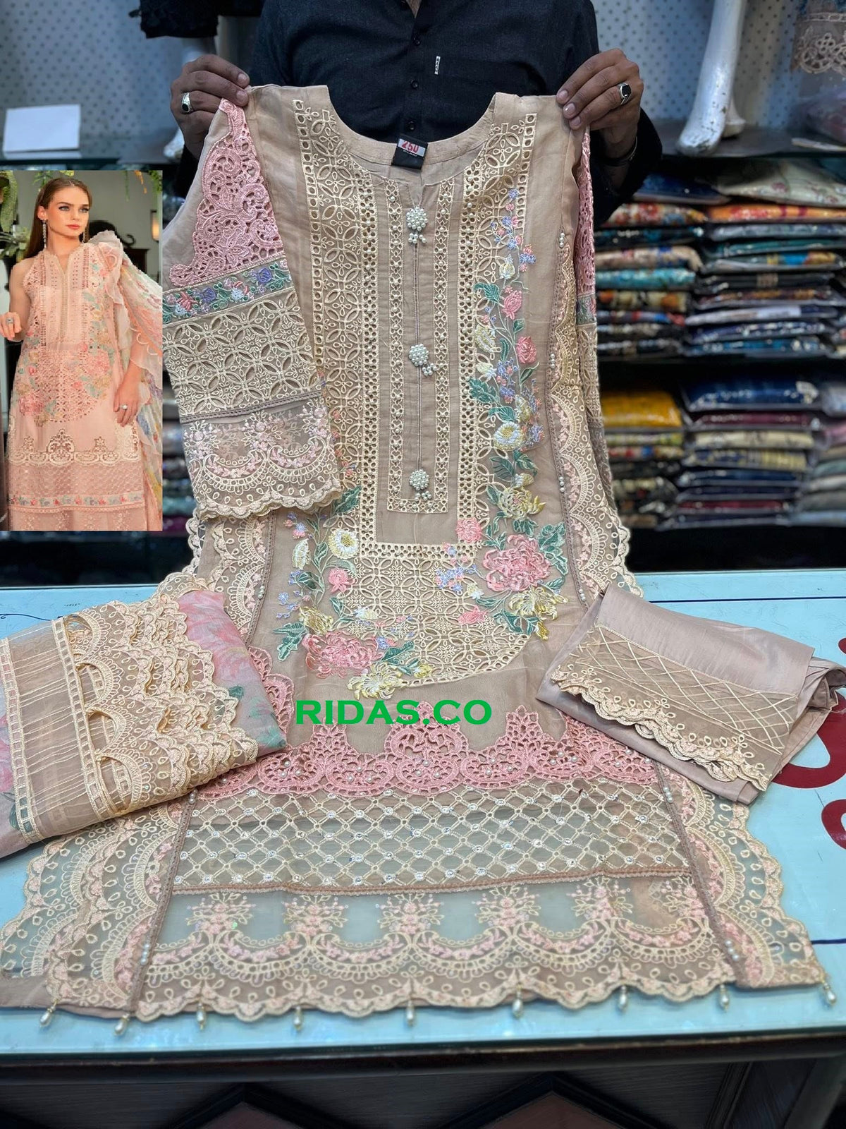 Maria b Pink color embroidered dress Mansooj