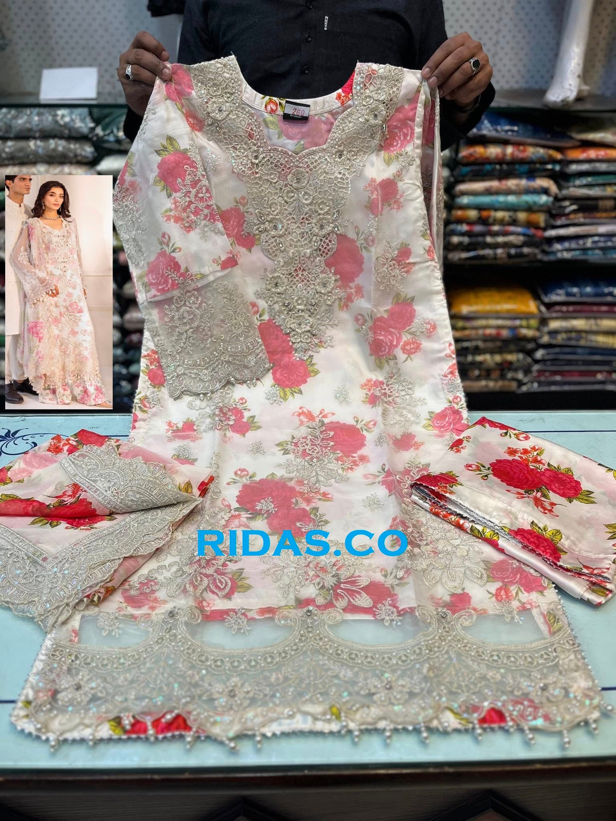 Off white color embroidered organza dress Mansooj