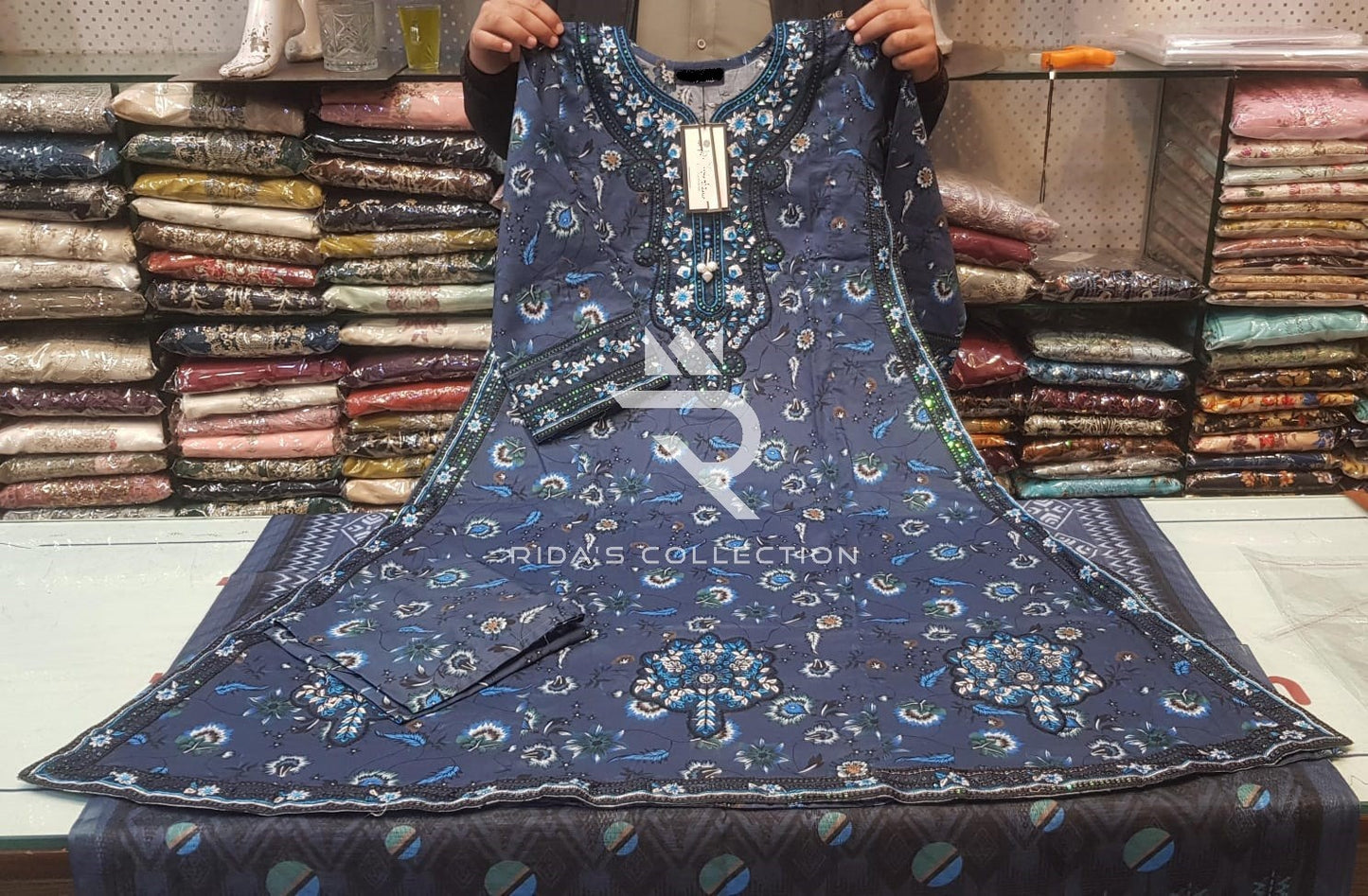 blue Color embroidered lawn dress