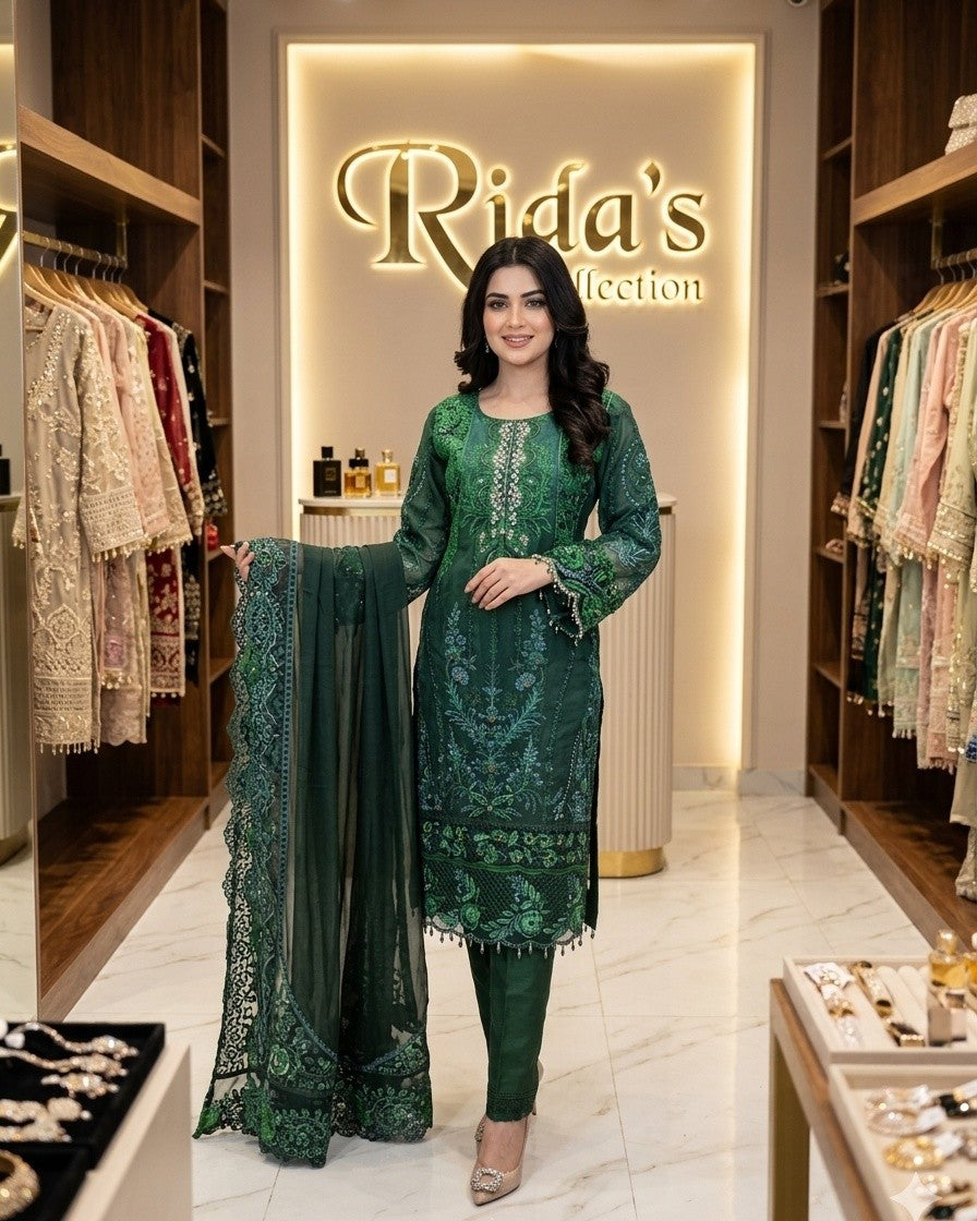 Maria B Green Dress Mansooj
