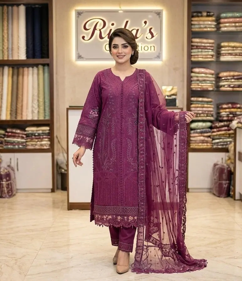 Falsa embroidered lawn dress ARJ03 Areej