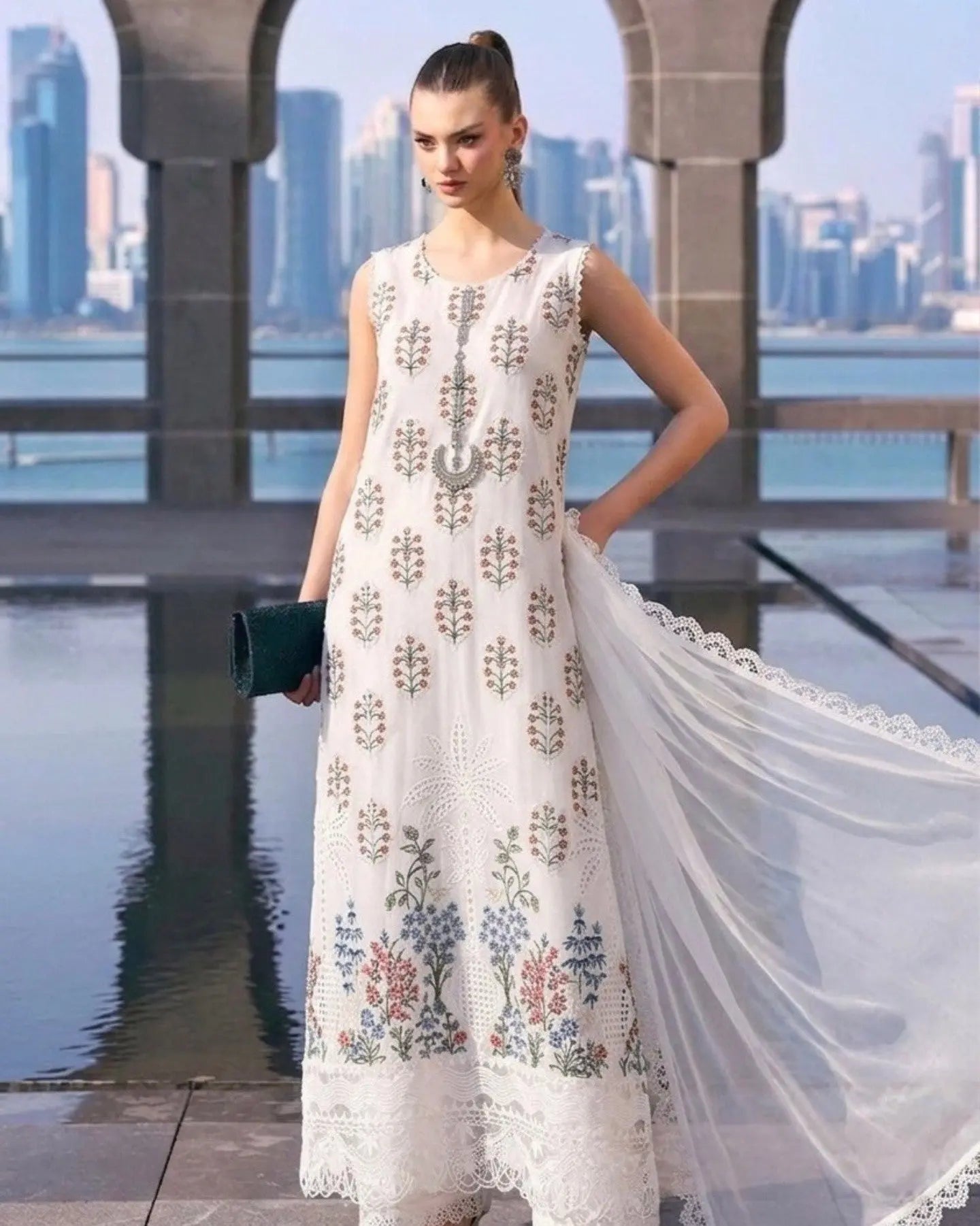 Maria b off white lawn dress MR-601 Maysoon