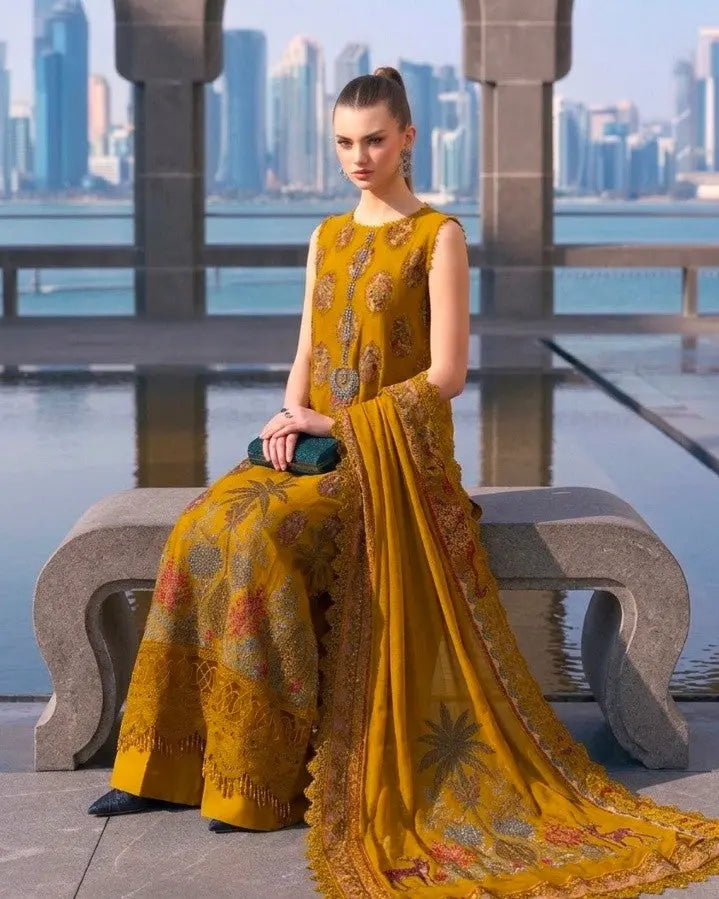Maria b off mustard lawn dress MR-601 Maysoon