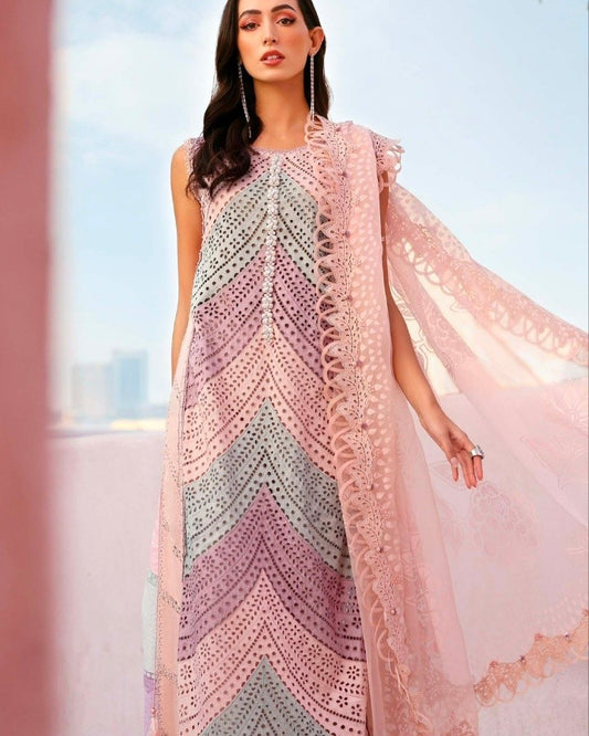 Maria b peach lawn dress MR-603