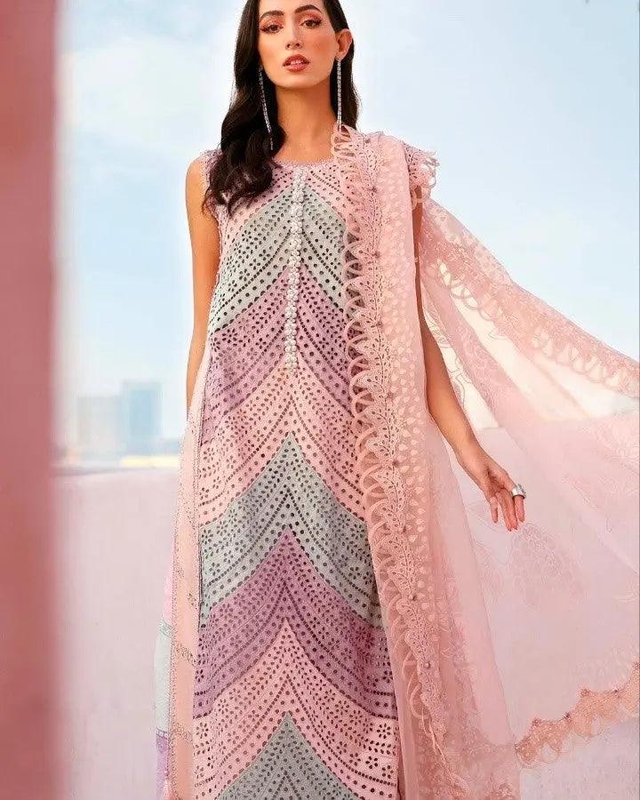 Maria b peach lawn dress MR-603 Maysoon