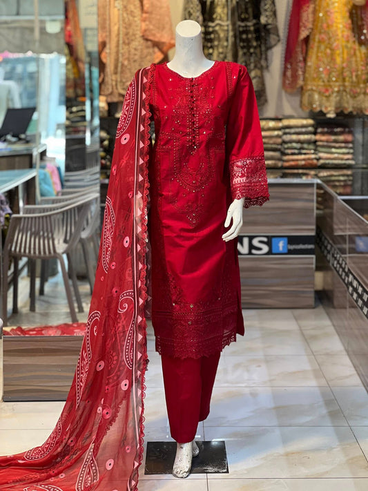 Deep Red Lawn Dress