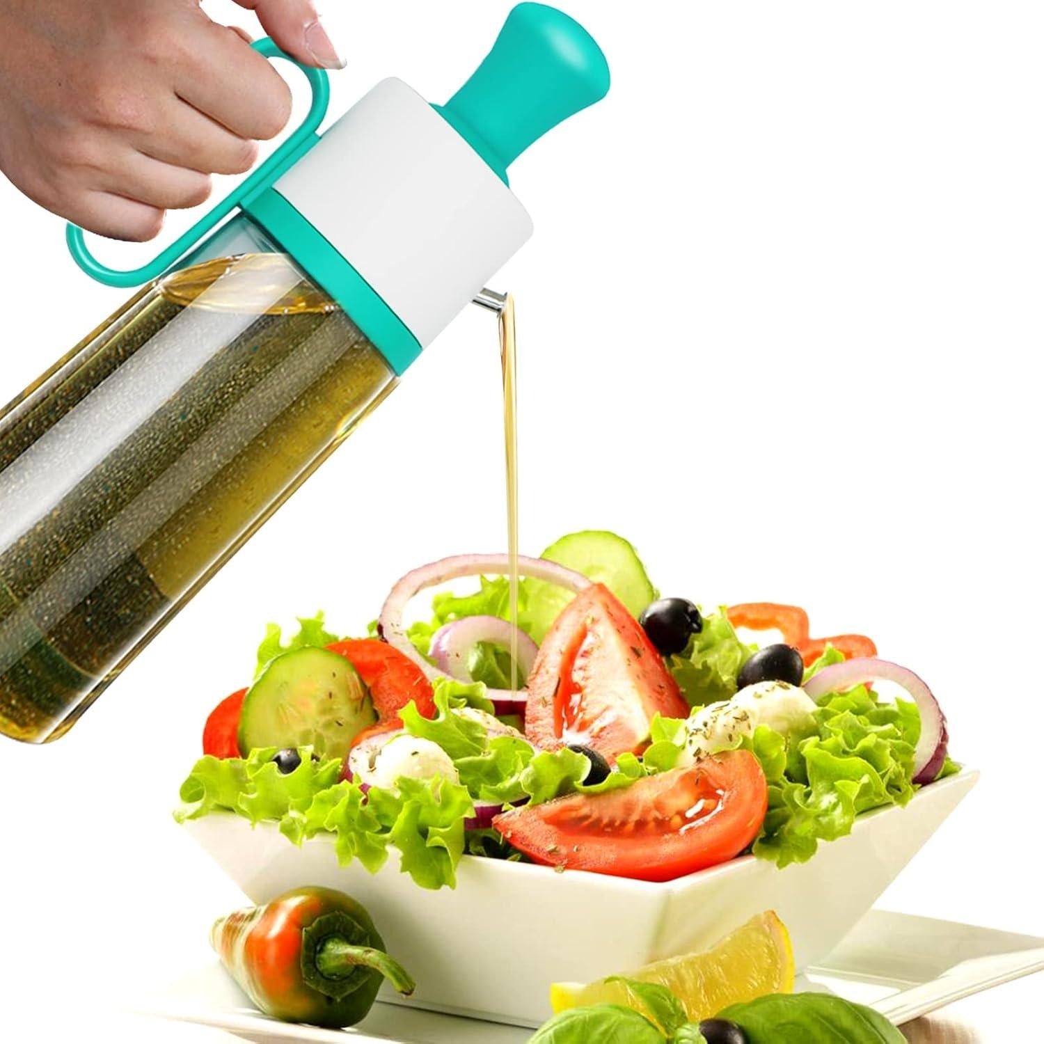 3 in 1 Oil Dispenser Bottle for Kitchen with Brush Glass Spray Bottle 550ml ARDS