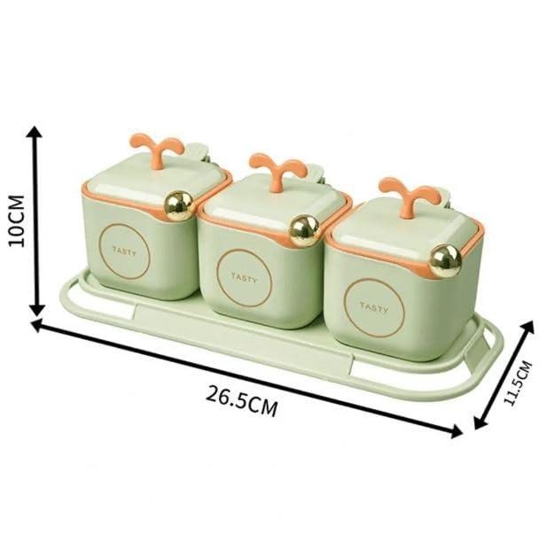 3 in 1 Nordic Spice Jar Set with Serving Tray and Spoon Spice Container with Lid ARDS