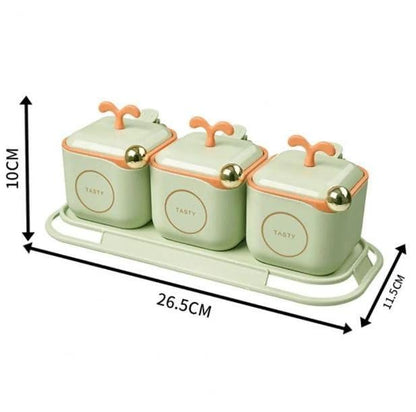 3 in 1 Nordic Spice Jar Set with Serving Tray and Spoon Spice Container with Lid ARDS