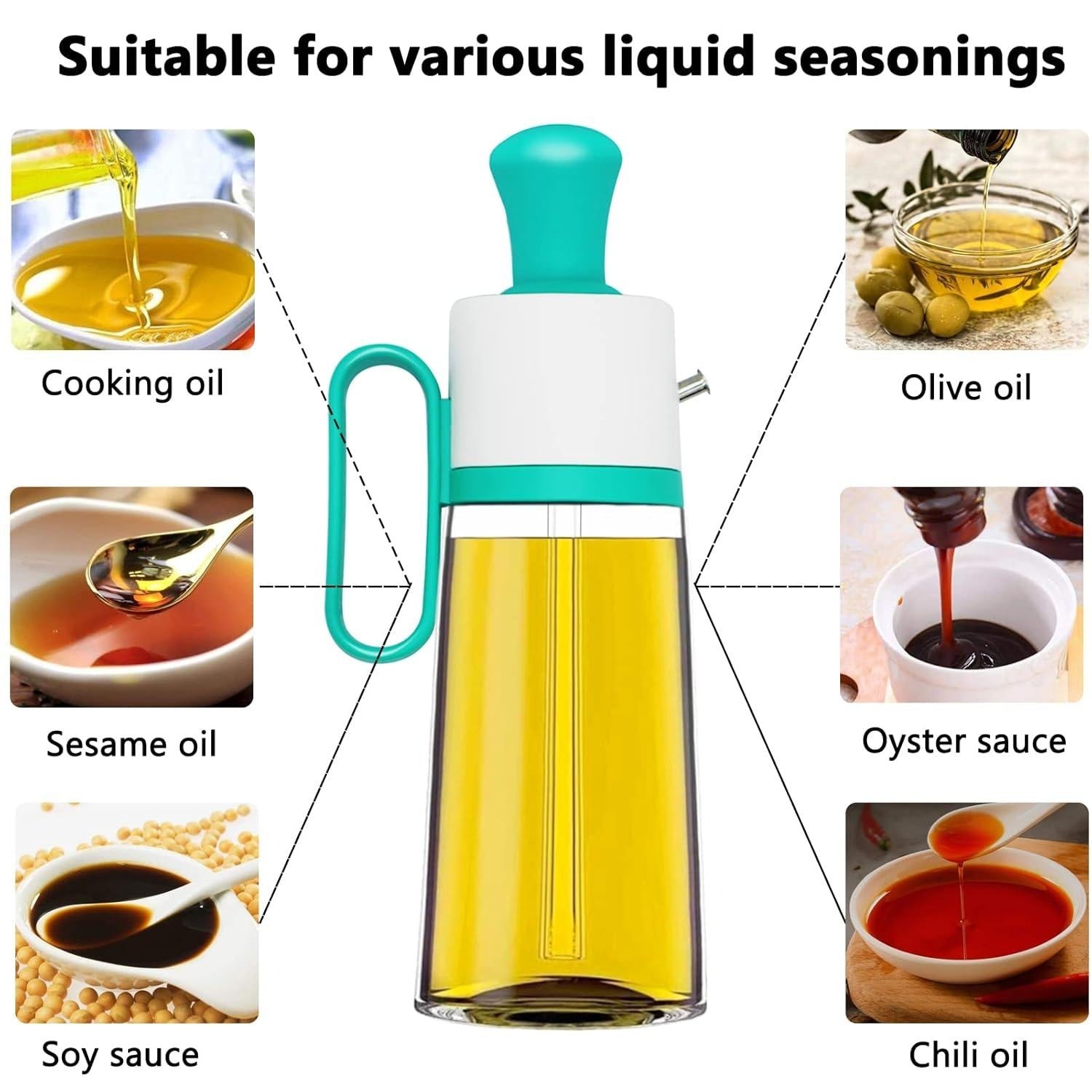3 in 1 Oil Dispenser Bottle for Kitchen with Brush Glass Spray Bottle 550ml ARDS