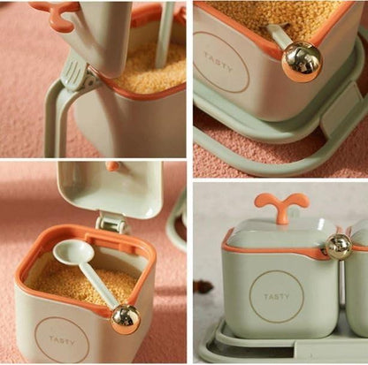3 in 1 Nordic Spice Jar Set with Serving Tray and Spoon Spice Container with Lid ARDS