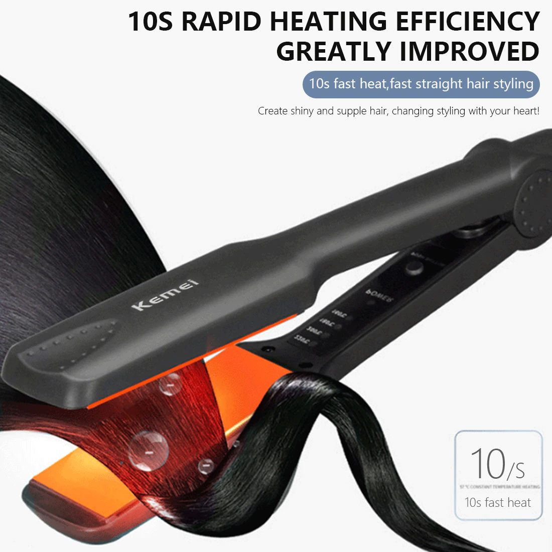 Kemei KM-329 Professional Hair Straightener With Temperature Control- For Women ARDS