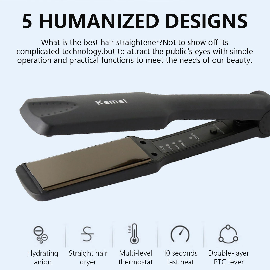 Kemei KM-329 Professional Hair Straightener With Temperature Control- For Women ARDS
