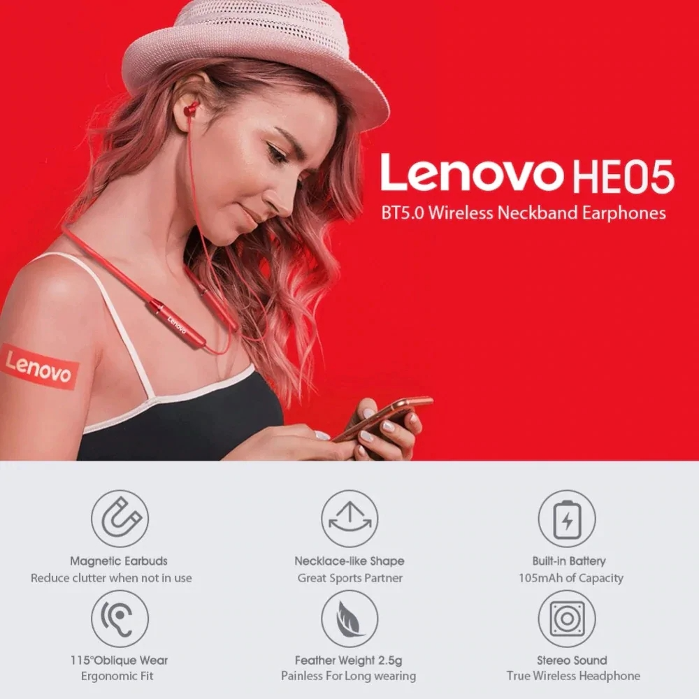 Lenovo HE05 Neckband Headphones ARDS