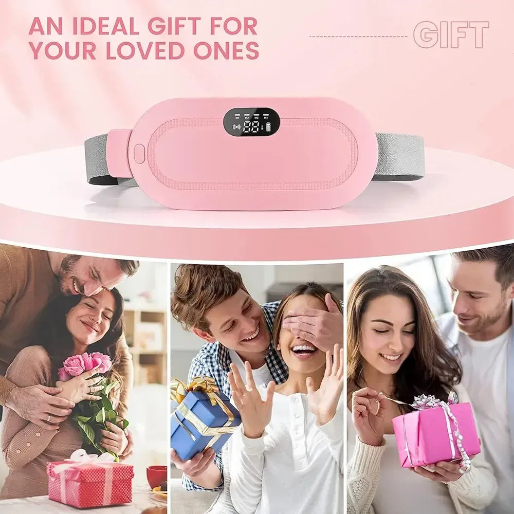Electric Period Cramp Massager Vibrator Heating Belt for Menstrual Relief Pain Waist Stomach Warming Women