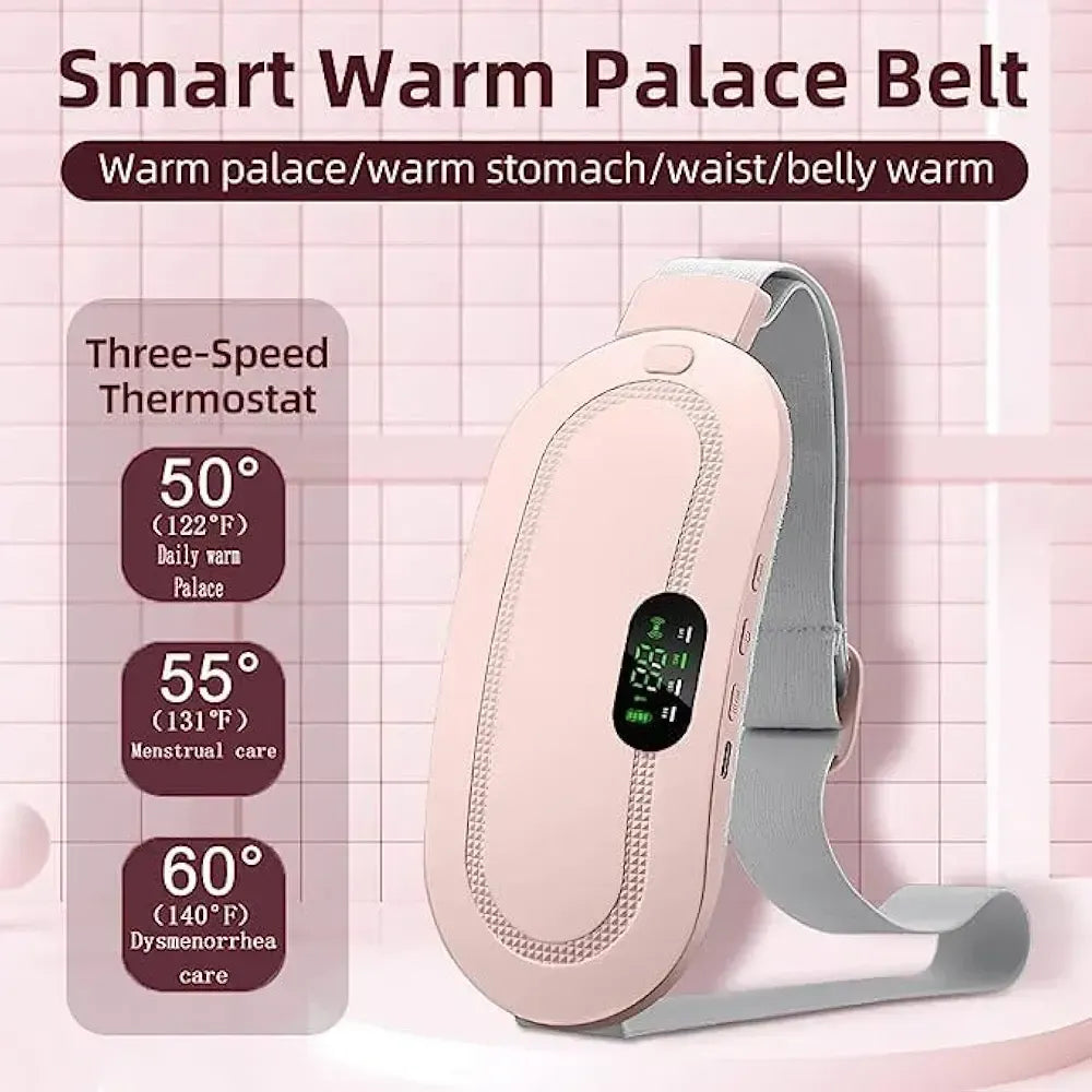 Electric Period Cramp Massager Vibrator Heating Belt for Menstrual Relief Pain Waist Stomach Warming Women