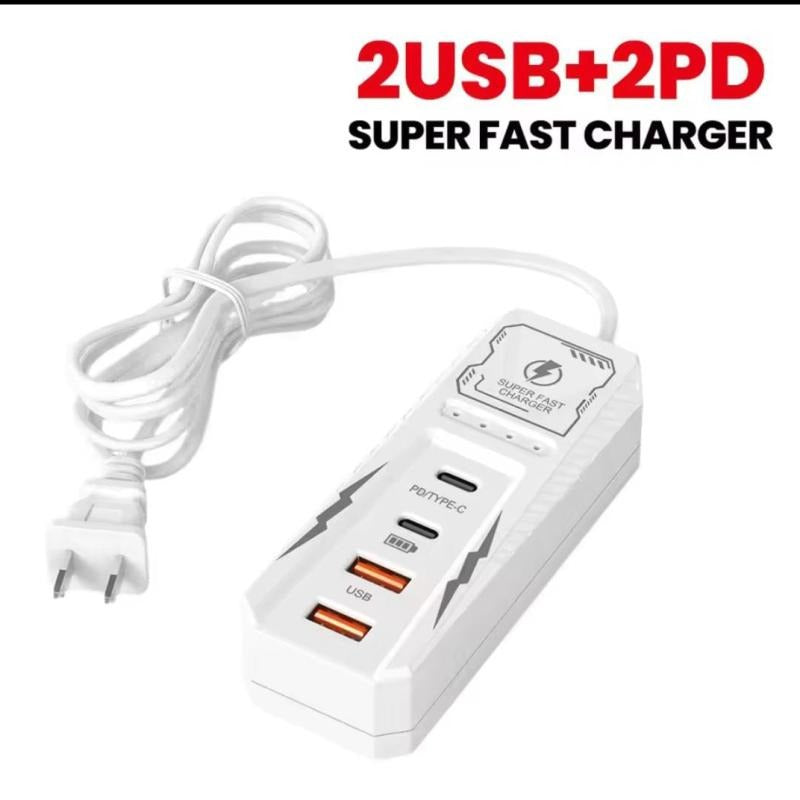 Charging Socket 2 USB 2 Type C Ports Power Strip Charger Station ARDS