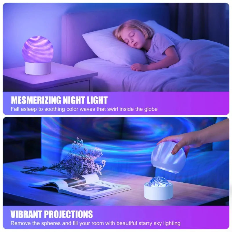 2-in-1 Ocean Wave Projector Light &amp; Northern Aurora Lamp YMDS
