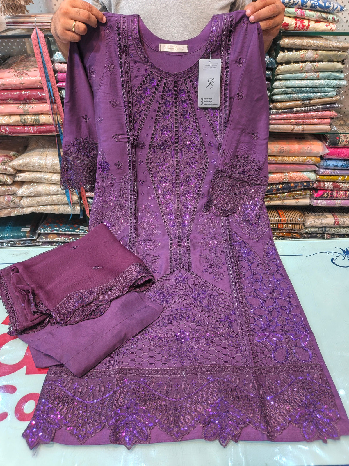 Purple color viscous embroidered dress 22 AB Kids