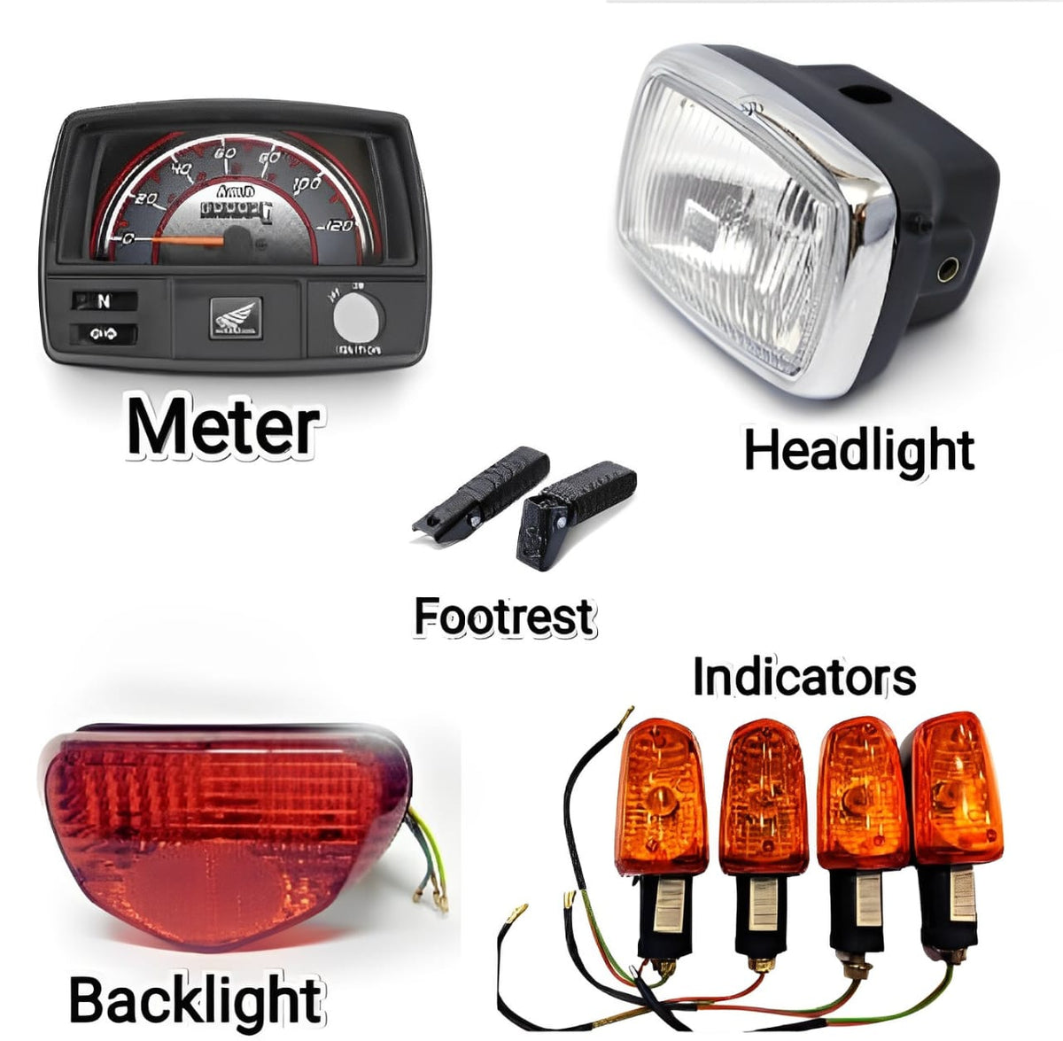 CD70 Bike Parts Set – Meter, Headlight, Tail Light, Indicators &amp; Footrest HHC